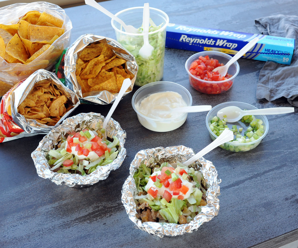 walking taco foil packet with toppings
