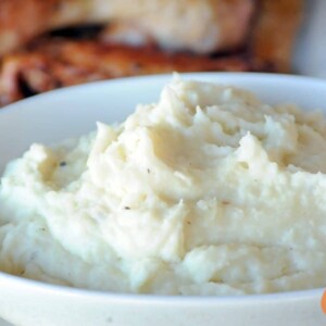 cream bowl full of Grilled Mashed Potatoes from Girls Can Grill