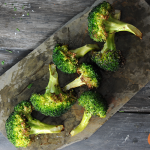 Grilled Broccoli on slate platter
