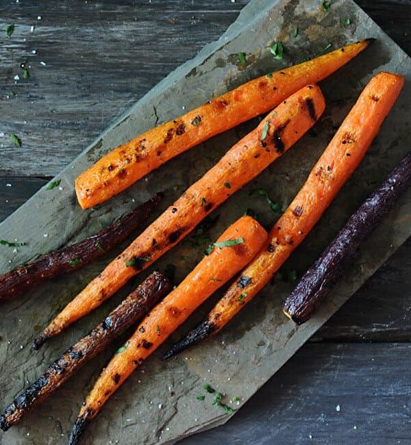 Grilled Carrots on slate platter