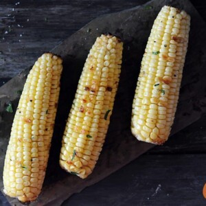 Grilled Corn on slate platter
