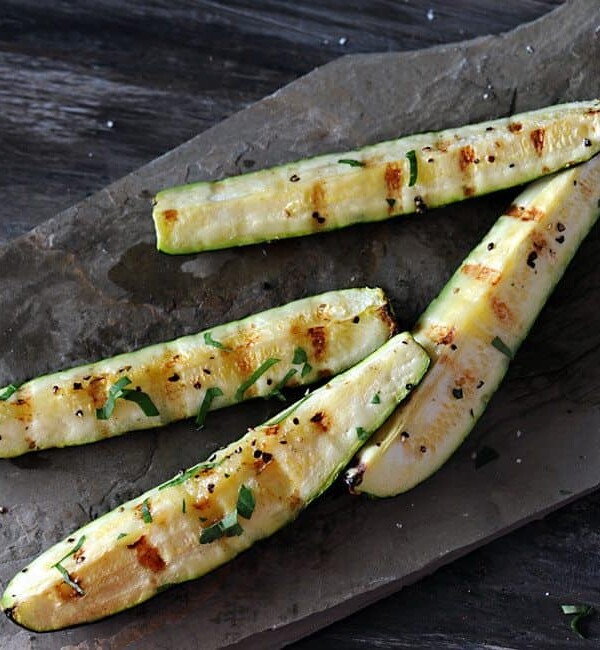 Grilled Zucchini on slate platter