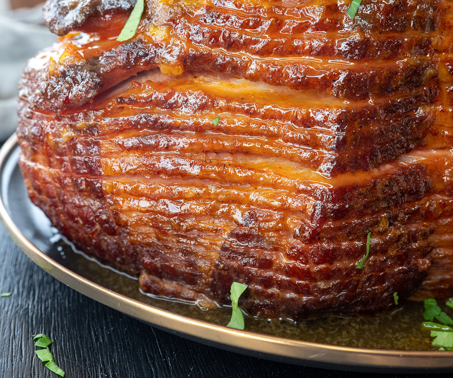 spiral-sliced grilled ham
