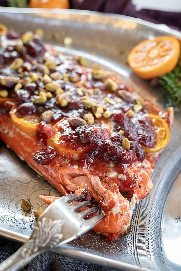 Hot Smoked Salmon with Cranberry Chutney.
