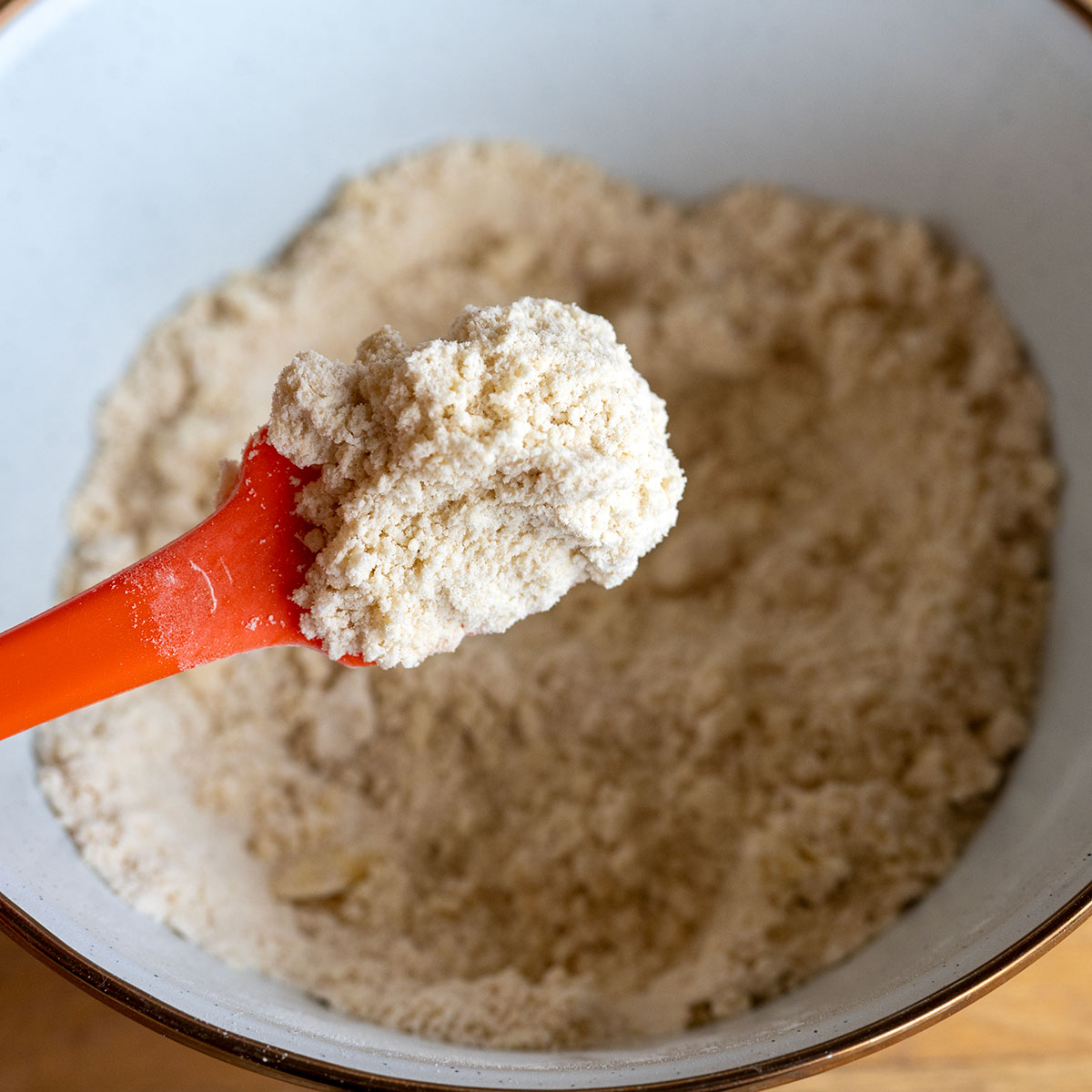 fat added to dry ingredients until mixed.