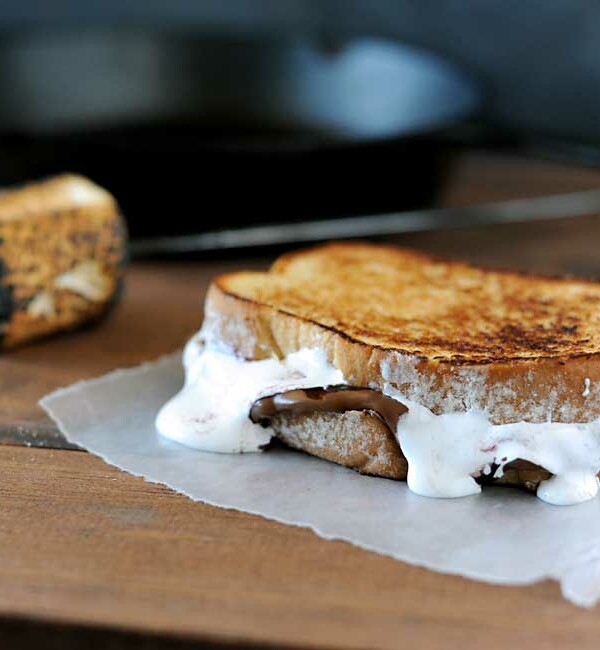 grilled sandwich with melted marshmallow oozing out