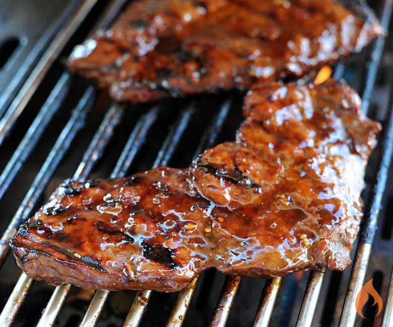 flat iron steak on grill