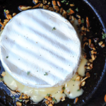 Skillet Brie Dip with Maple Walnut Sauce