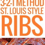 2 pictures of st louis style ribs, full rack and sliced