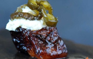 smoked pork belly nugget topped with cream cheese jalapeno