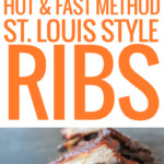 two pictures of smoked st. louis style ribs one sliced, one unsliced