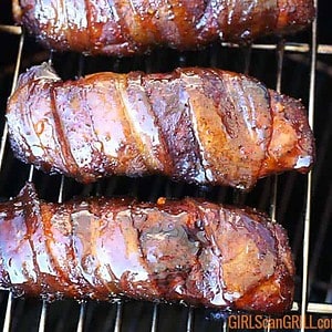 single rib bones wrapped in bacon