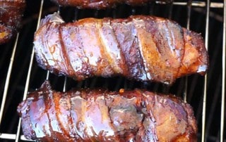 single rib bones wrapped in bacon