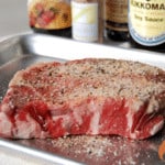 steak with ribeye rub applied.