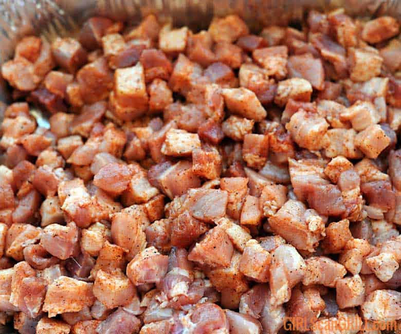 seasoned pork belly cubes