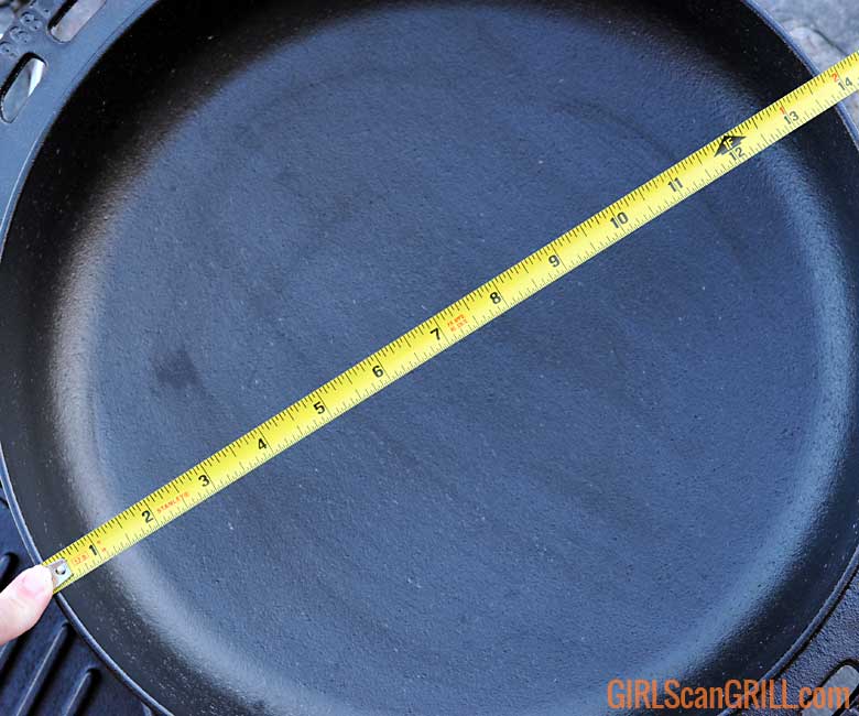 tape measure showing width of Cook-It-All skillet