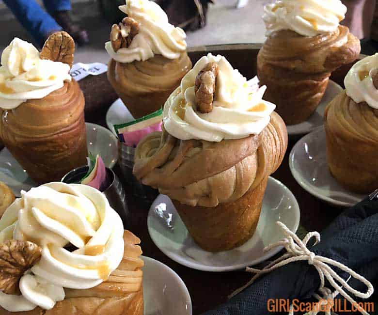 popovers topped with cream