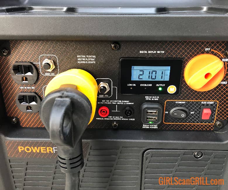 generator display reads 2101 watts