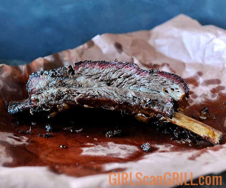 smoked beef rib on butcher paper