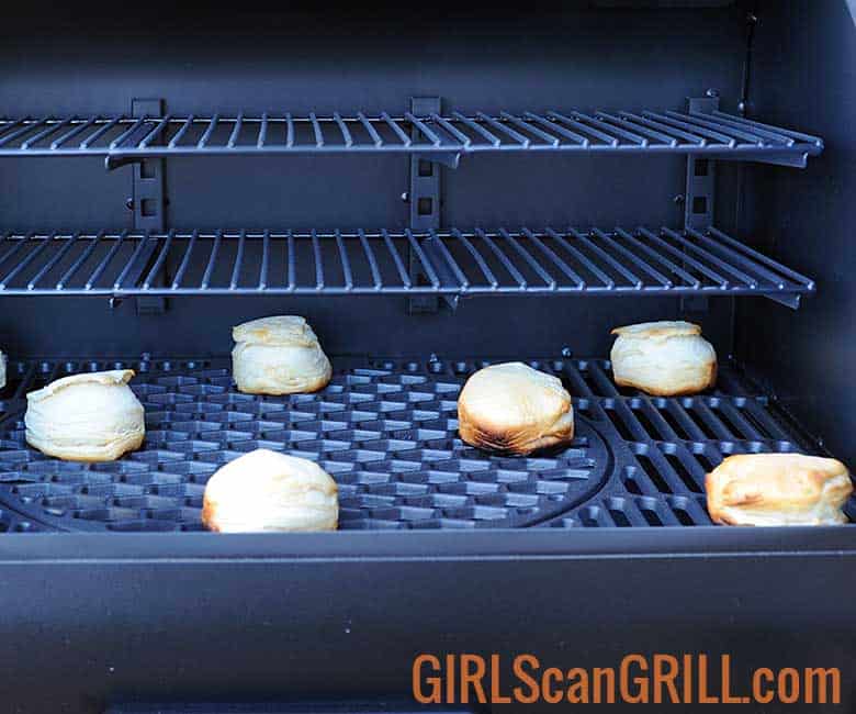Biscuits Cooking on Oklahoma Joe's Rider DLX Pellet Grill