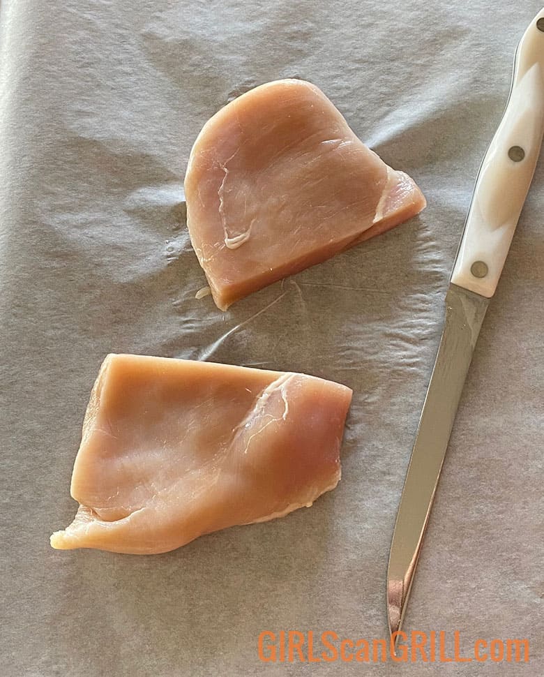 chicken breast sliced in half