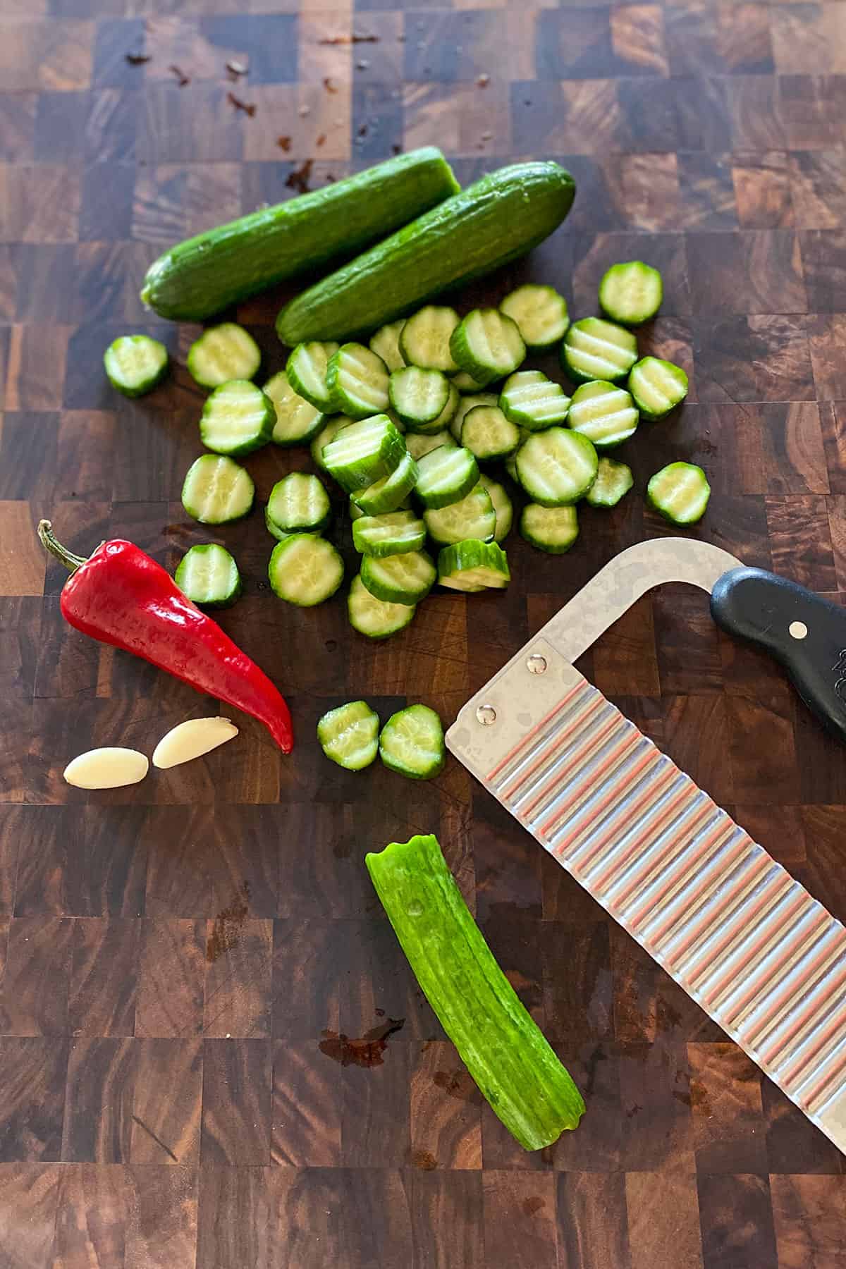 sliced cucumbers.