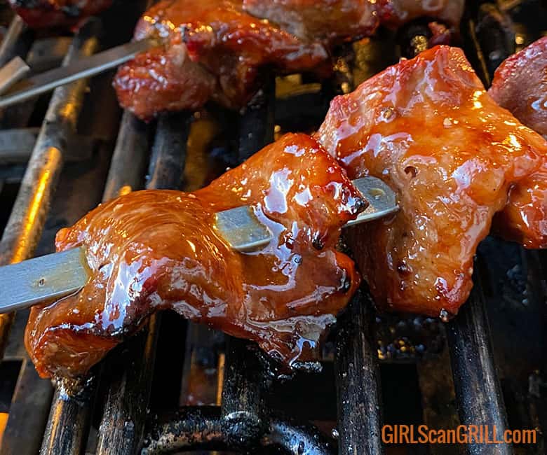 close up of Filipino BBQ on grill
