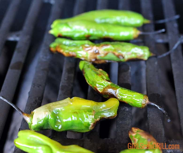 shishito peppers grilling.