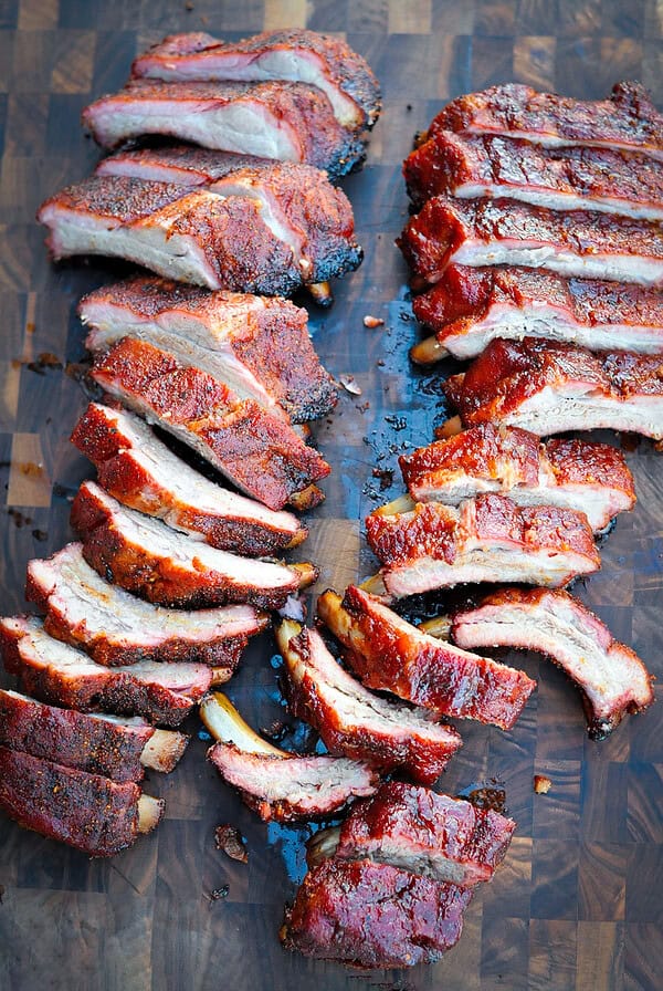 Sliced Smoked Baby Back Ribs.