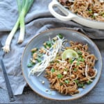 Grilled Pad Thai on a gray plate