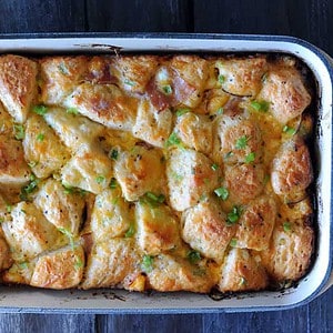 baked Ham and Biscuit Strata in 13x9 pan