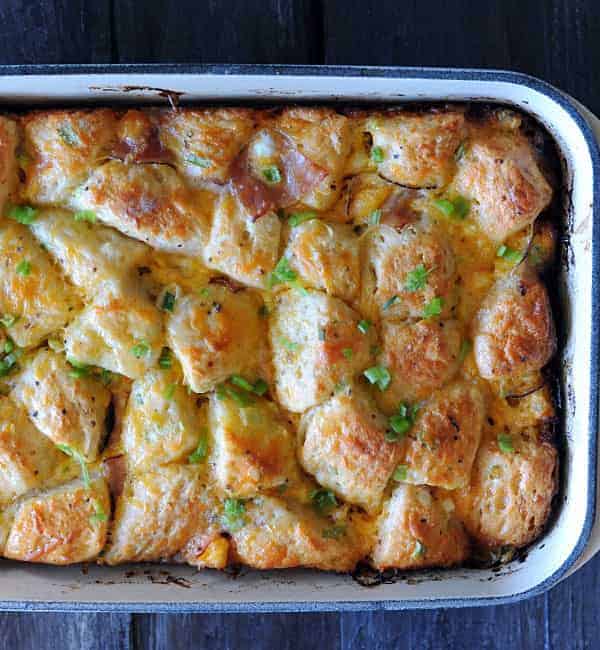 baked Ham and Biscuit Strata in 13x9 pan
