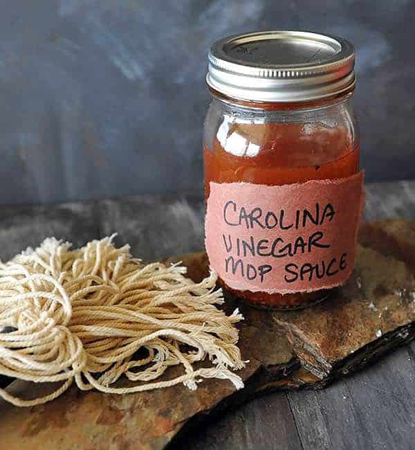 Carolina Vinegar Mop Sauce jar and mop