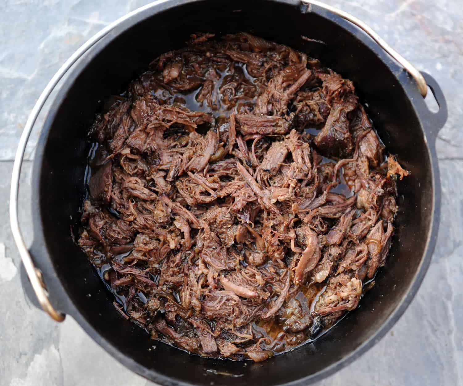 pot of smoked pulled beef