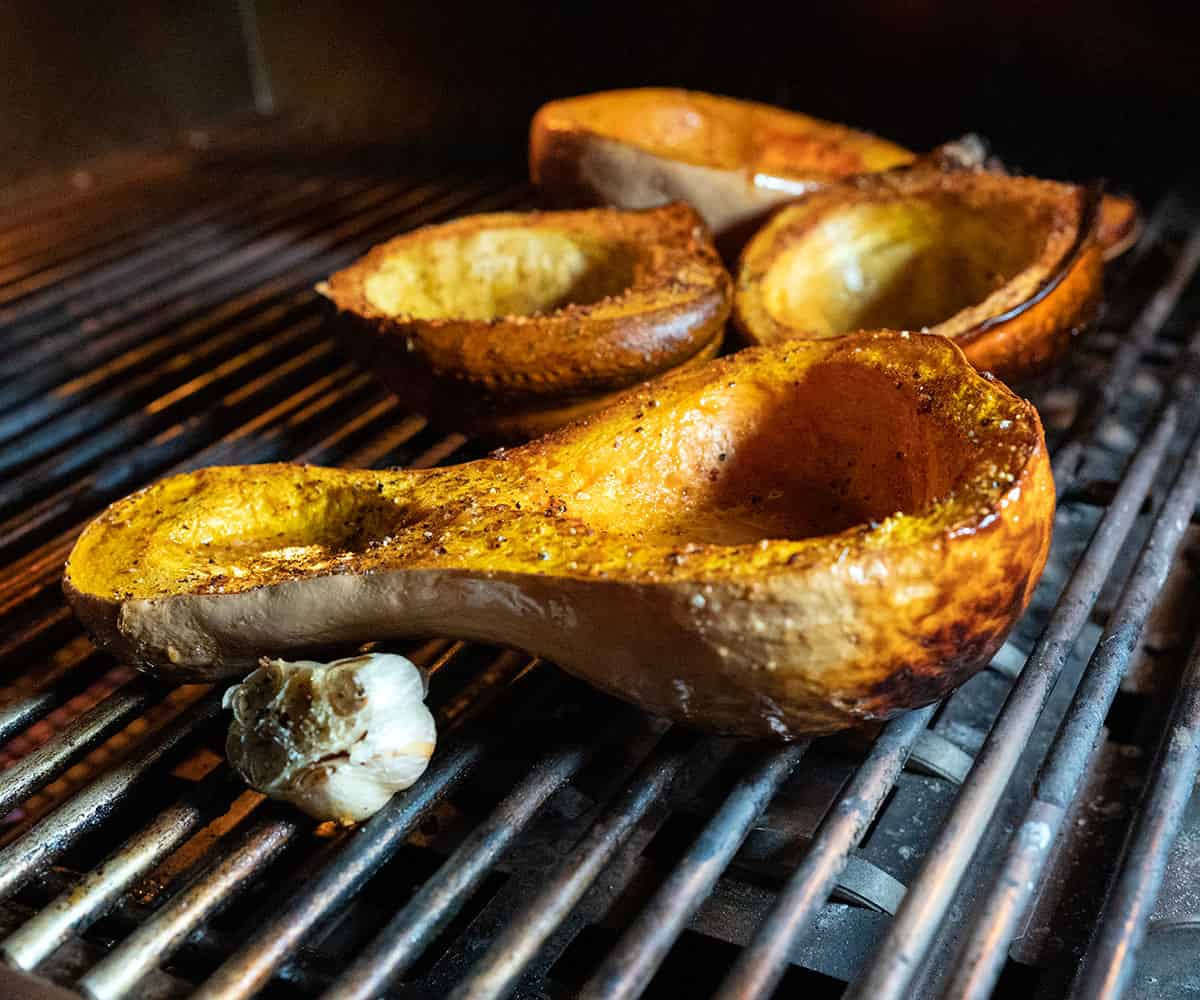butternut and acorn squash roasted on grill.