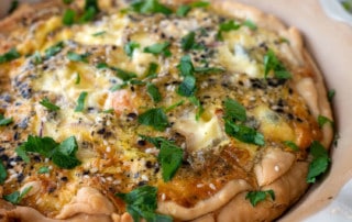 closeup of grilled quiche