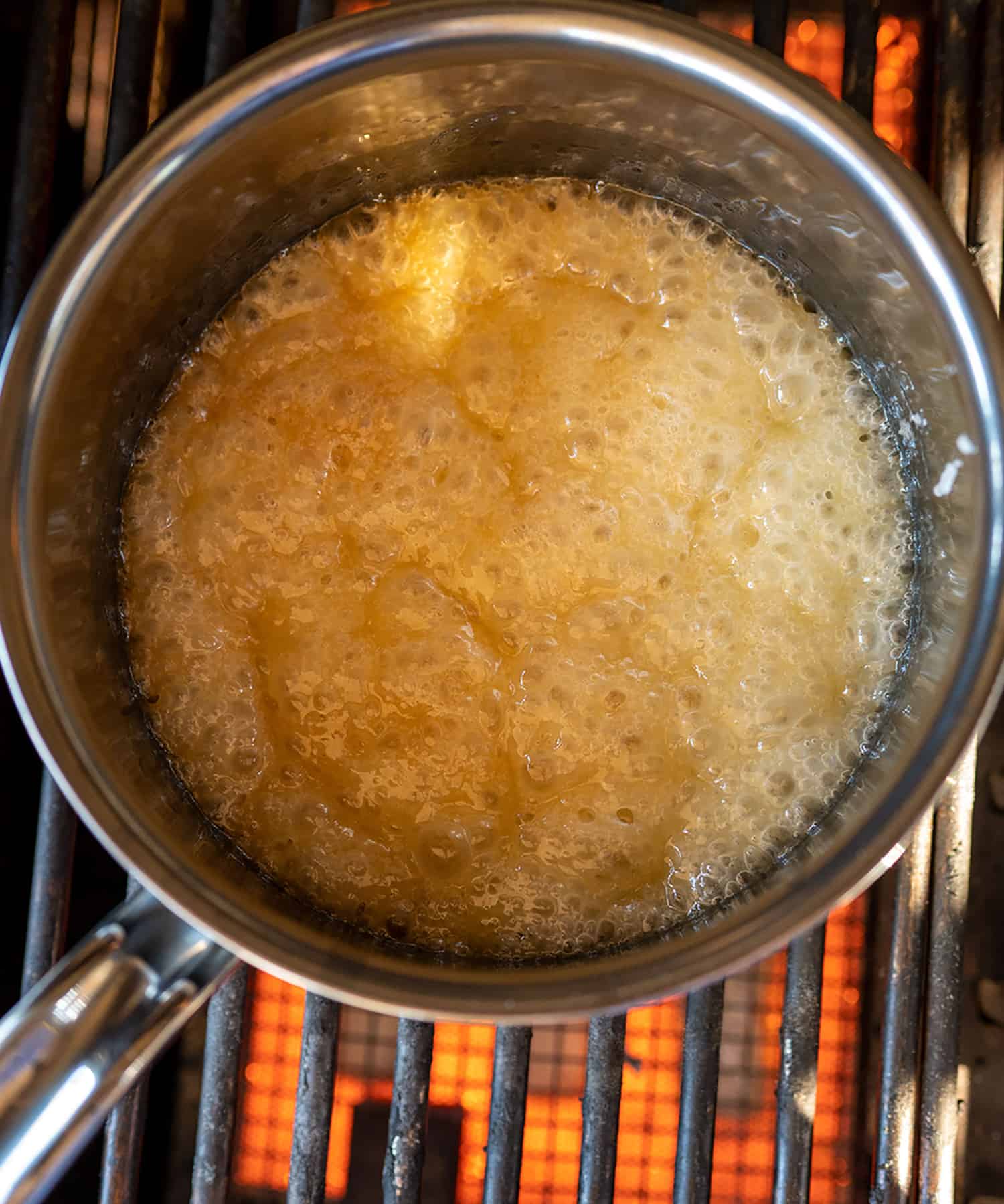 toffee boiling in pot
