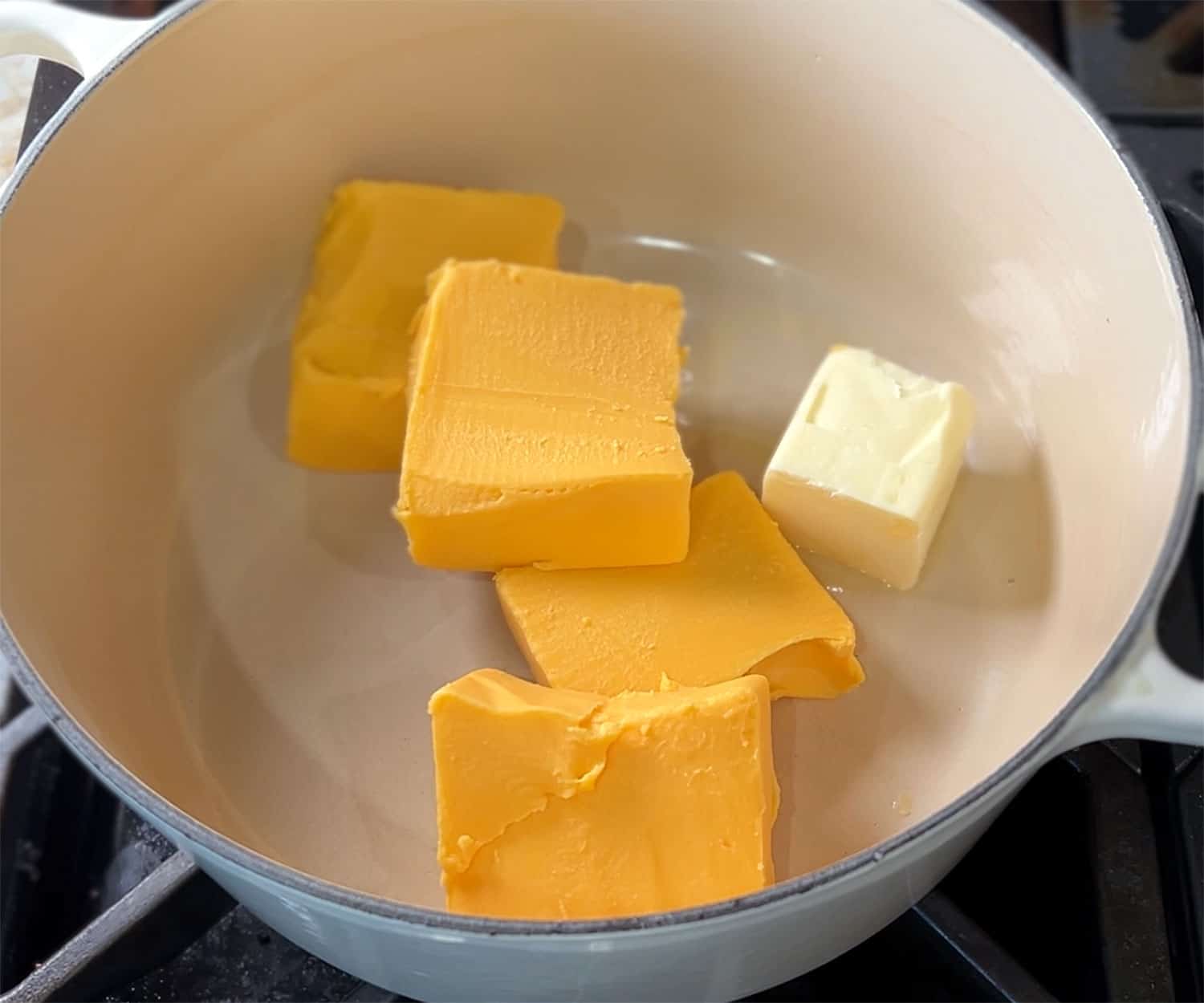cheese and butter in pot