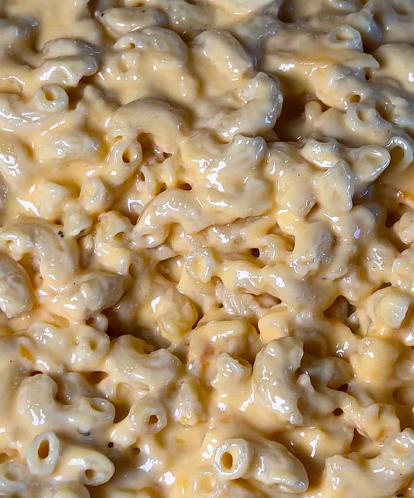 close up of cheese macaroni noodles