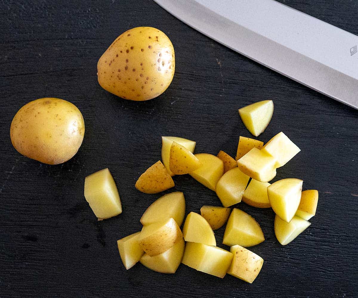 diced mini gold potatoes.