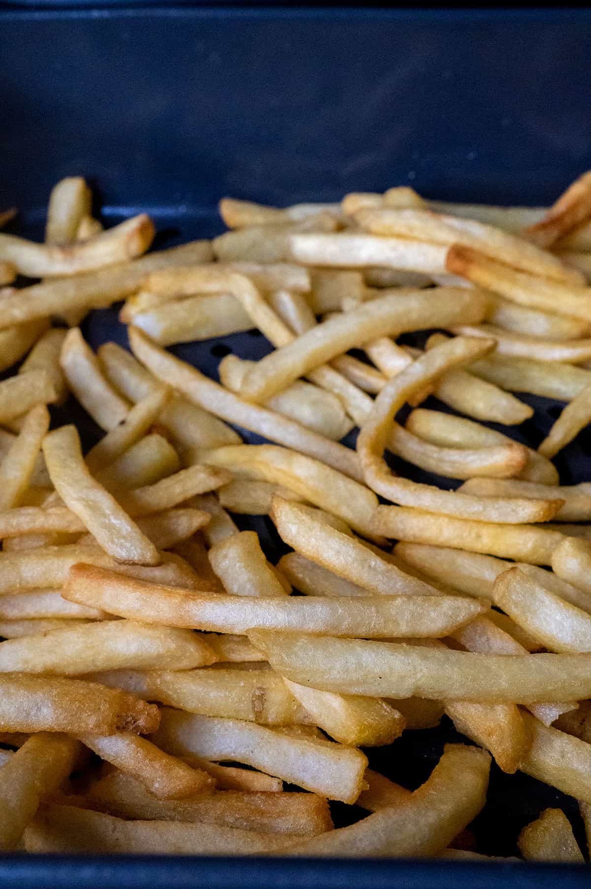 close up of crispy french fries.