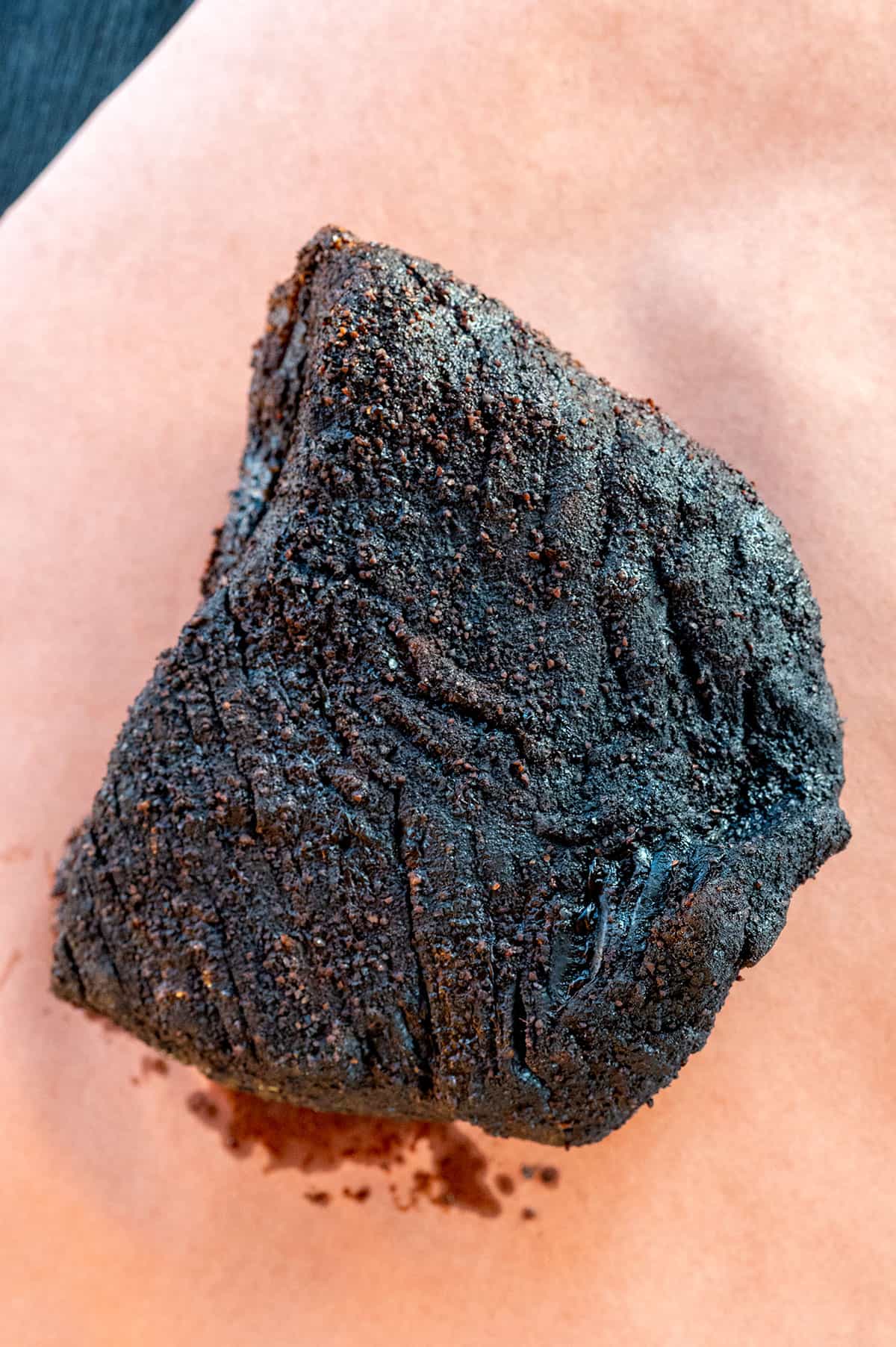 brisket with dark bark.