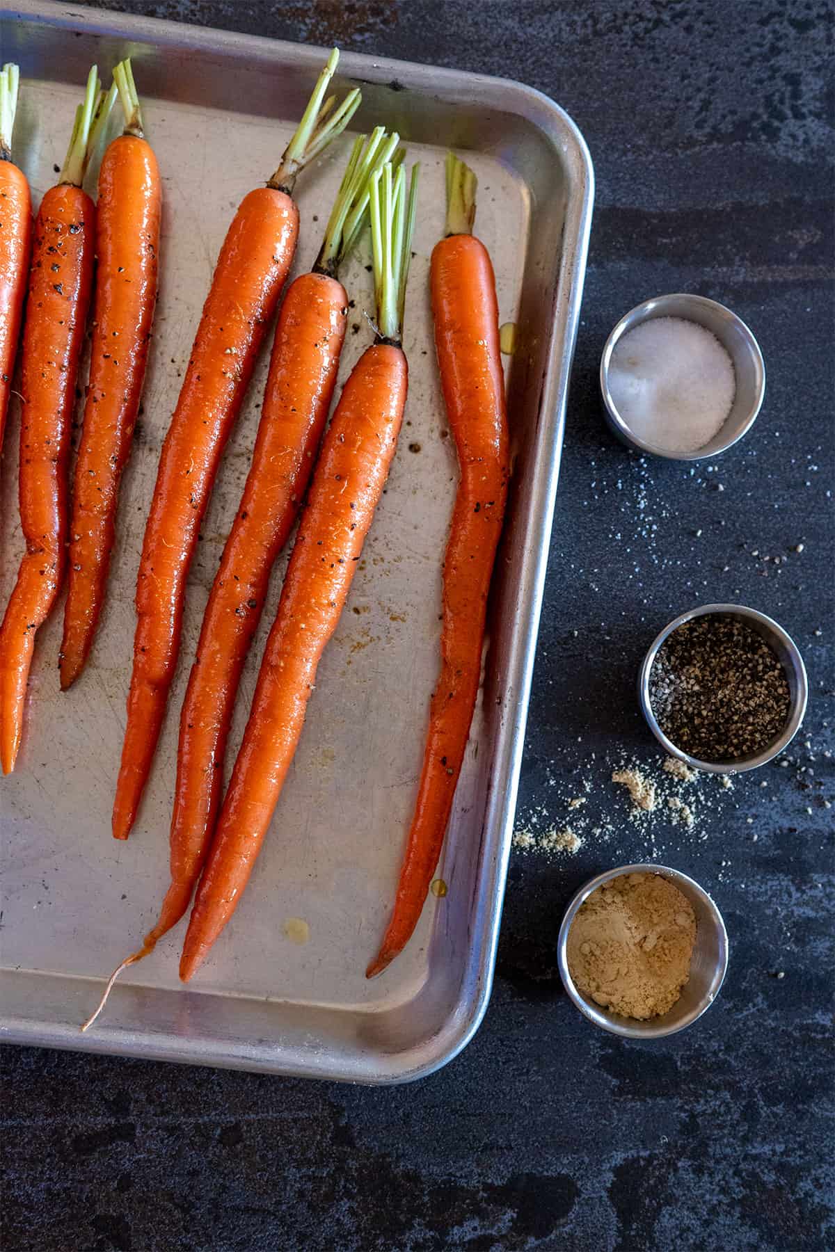 carrots seasoned with salt, pepper and ginger.