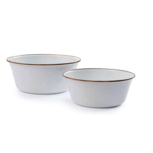 two white mixing bowls.