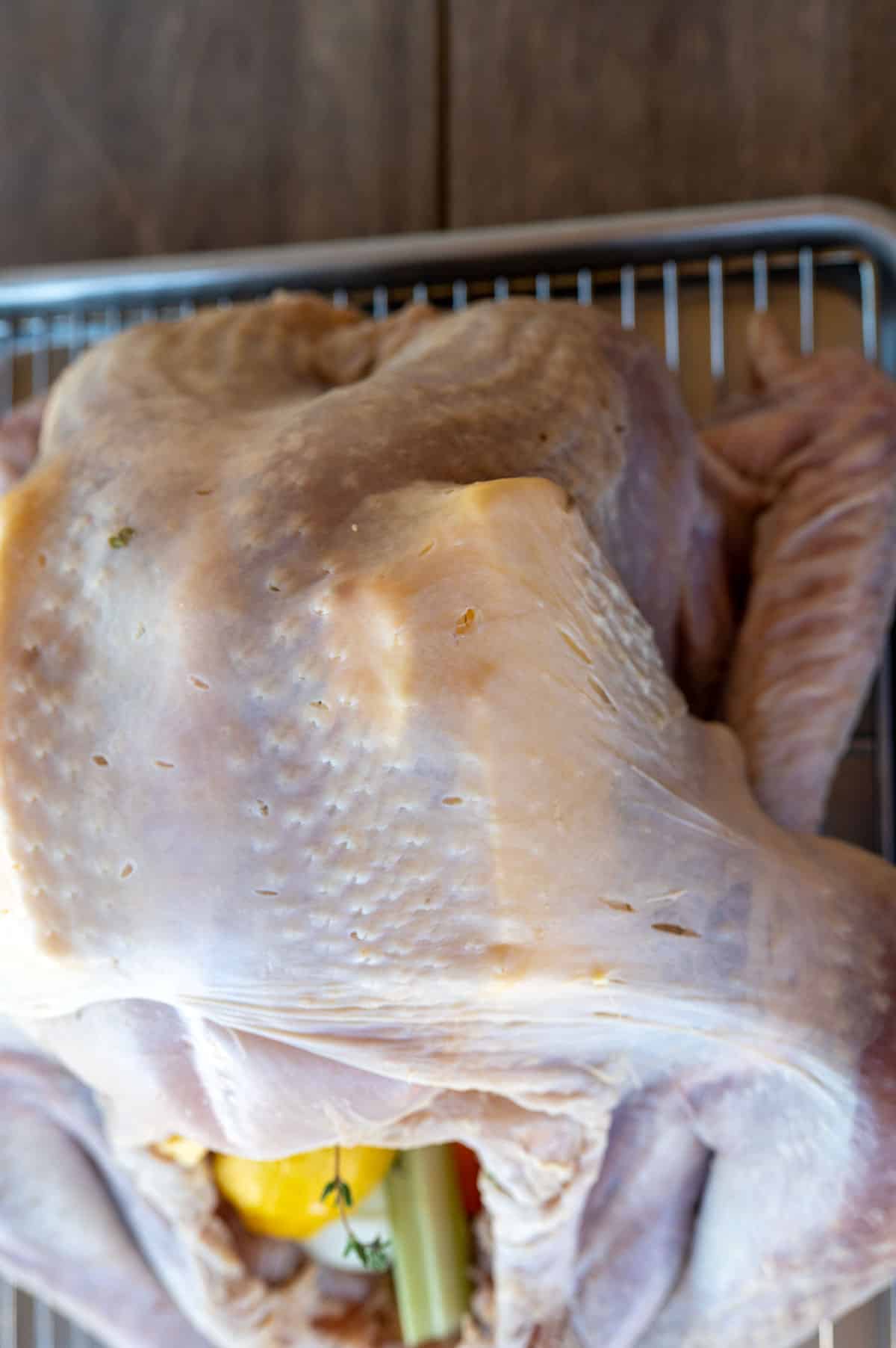 butter under turkey skin on breast.