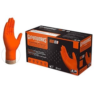 orange disposable gloves