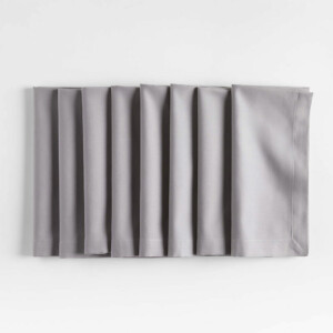 collection of gray cotton napkins.