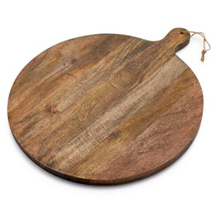 circle platter made of mango wood.
