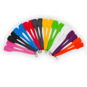 rainbow of colors of silicone spatulas.