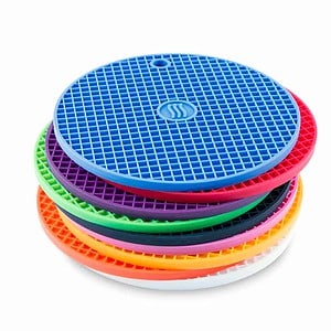 rainbow colors of silicone trivets.